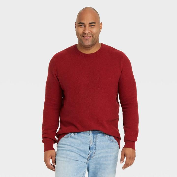 Men's Tall Regular Fit Crewneck Pullover Sweater - Goodfellow & Co Red