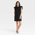Women's Ruffle Short Sleeve Dress - A New Day Black