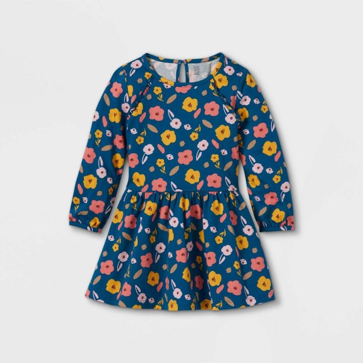 Toddler Girls' Floral Long Sleeve Dress - Just One You Made By Carter's Teal