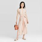Women's Striped Short Sleeve Tie Waist Dress - A New Day White/red S, Women's,