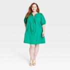 Women's Plus Size Short Sleeve A-line Dress - Knox Rose Green