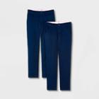 Girls' 2pk Skinny Slim Fit Uniform Chino Pants - Cat & Jack Navy