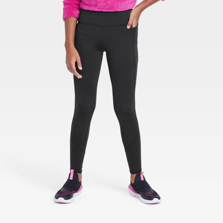 Girls' Cozy Pocket Leggings - All In Motion Black