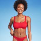 Juniors' Ribbed Knotted Strap Bralette Bikini Top - Xhilaration Cherry D/dd Cup, Red