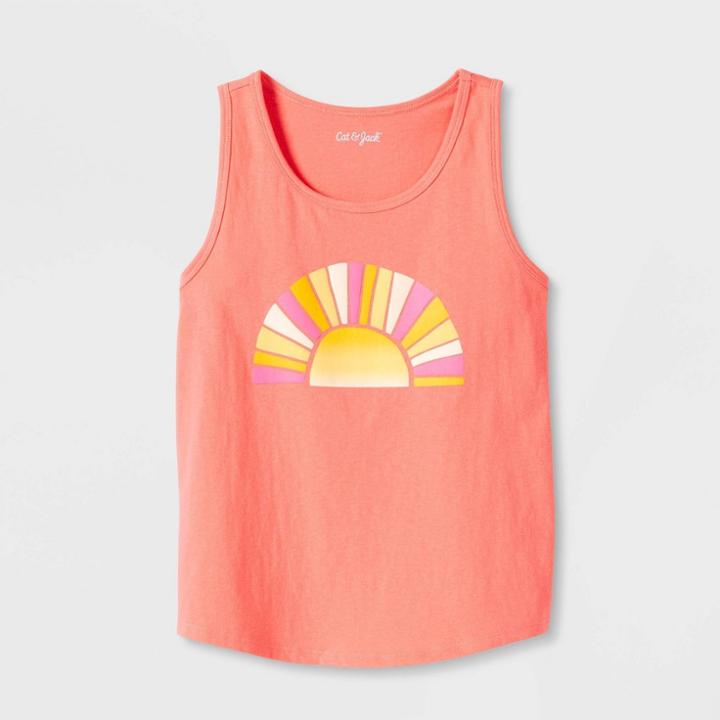 Girls' Printed Tank Top - Cat & Jack Medium Coral