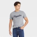 Men's Printed Standard Fit Short Sleeve Crewneck T-shirt - Goodfellow & Co Dark Gray/letters