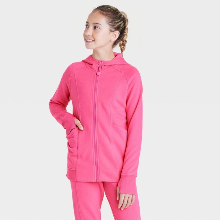 All In Motion Girls' Fleece Full Zip Hooded Sweatshirt - All In