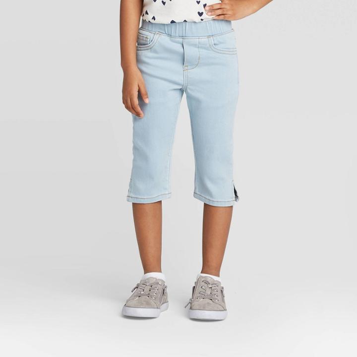 Toddler Girls' Capri Pull-on Waist Jeans - Cat & Jack Light Wash 12m, Toddler Girl's