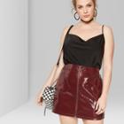 Women's Plus Size Zip Front Faux Leather Mini Skirt - Wild Fable Burgundy