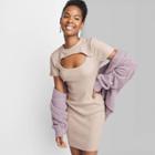 Women's Short Sleeve Cut Out Sweater Dress - Wild Fable Heather Cream