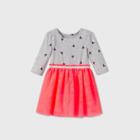 Toddler Girls' Long Sleeve Heart Tulle Dress - Cat & Jack Neon Pink
