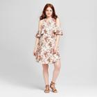 Fynn & Rose Maternity Floral Overlay Cold Shoulder Dress - Fynn And Rose Off White Xl, Infant Girl's, Beige