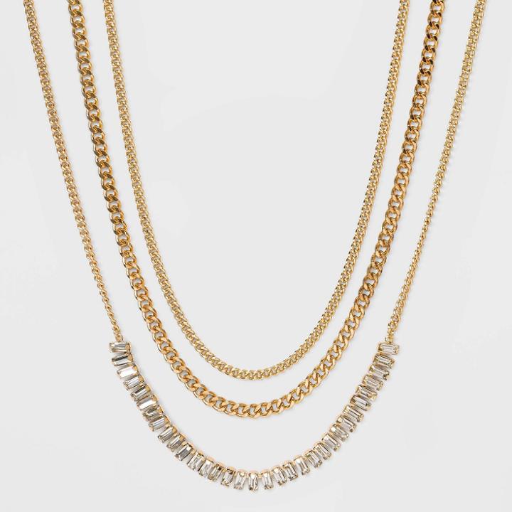16 Multi-strand Crystal And Chain Necklace - A New Day
