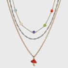 Bead And Mushroom Layered Chain Necklace Set 3pc - Wild Fable
