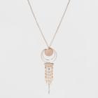 Circles And Chain Long Necklace - A New Day Rose Gold