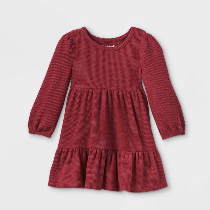 Toddler Girls' Tiered Cozy Long Sleeve Dress - Cat & Jack Burgundy