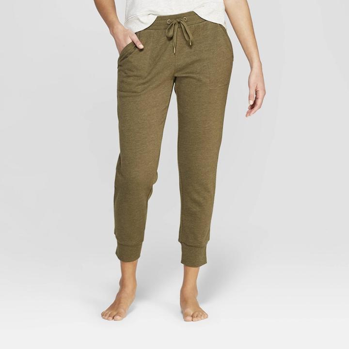 Women's Brushed Fleece Lounge Jogger Pants - Stars Above Green