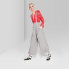 Women's Floral Print Long Sleeve Wrap Front Crop Top - Wild Fable Red