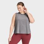 Women's Plus Size Active Cinch Crop Tank Top - All In Motion Charcoal Gray