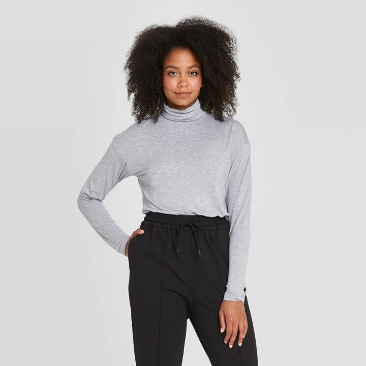 Women's Turtleneck Pullover Sweater - Prologue Gray