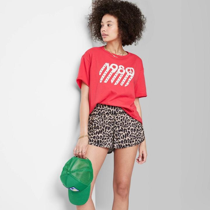 Women's Ascot + Hart Graphic Pull-on Shorts - Tan Leopard Print