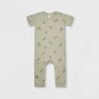 Q By Quincy Mae Baby Girls' Ribbed Palms Short Sleeve Romper - Sage