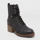 Women's Kayce Faux Leather Heeled Lace-up Bootie - Universal Thread Black