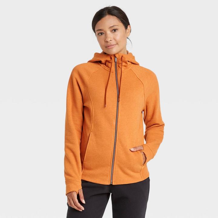 Women's Cotton Fleece Zip Front Sweatshirt - All In Motion Copper