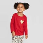 Toddler Girls' Long Sleeve 'heart' T-shirt - Cat & Jack Red