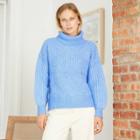 Women's Turtleneck Cable Stitch Pullover Sweater - A New Day Blue
