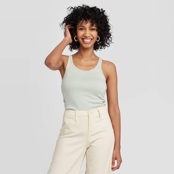 Women's Slim Fit Any Day Tank Top - A New Day Mint Xs, Women's, Green
