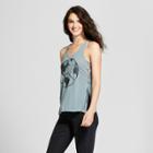 Women's Earth Peace Sign Lace-up Side Graphic Tank Top - Fifth Sun (juniors') Teal