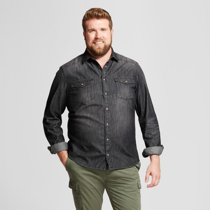 Men's Big & Tall Standard Fit Denim Shirt - Goodfellow & Co Black Wash