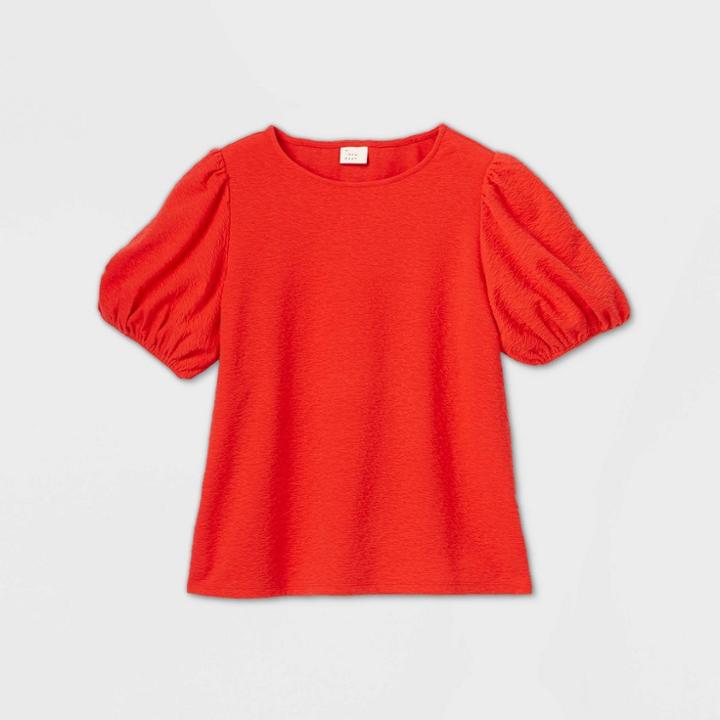 Women's Puff Short Sleeve Top - A New Day Red