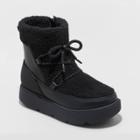 Girls' Arya Zipper Winter Shearling Style Boots - Cat & Jack Black