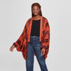 Women's Plus Size Woven Patterned Cocoon Cardigan - Universal Thread Rust (red)