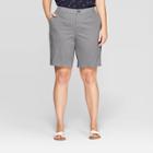 Women's Plus Size 9 Chino Shorts With Comfort Waistband - Ava & Viv Gray