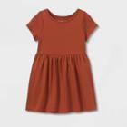 Toddler Girls' Solid Knit Short Sleeve Dress - Cat & Jack Brown