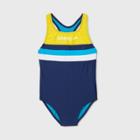 Speedo Girls' Colorblock One Piece Swimsuit - Yellow/blue