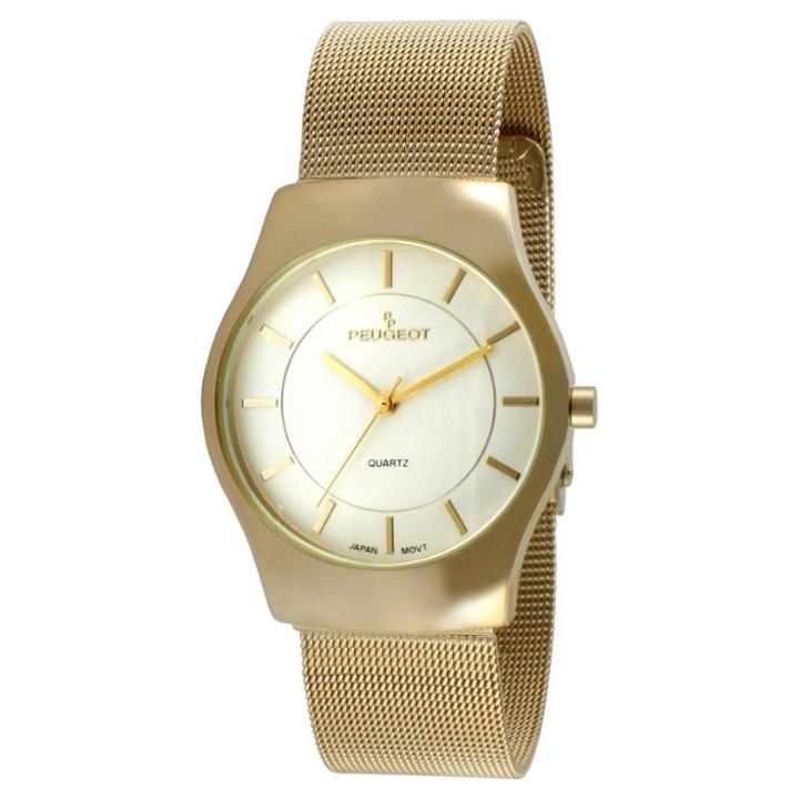 Target Men's Peugeot Stainless Steel Mesh Bracelet Watch - Gold