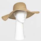 Women's Wide Brim Straw Hat - A New Day Natural, Brown