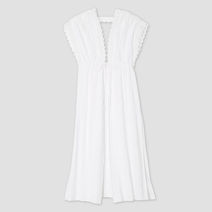Women's Crochet Trim Cover Up Kimono - Shade & Shore White