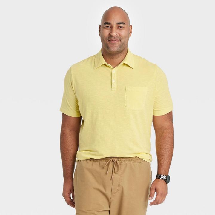 Men's Tall Standard Fit Short Sleeve Collared Polo Shirt - Goodfellow & Co Yellow