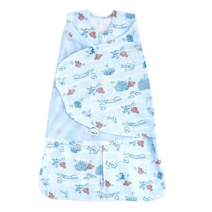 Halo Innovations 100% Cotton Sleepsack Swaddle Wrap - S - Nemo Tie Dye