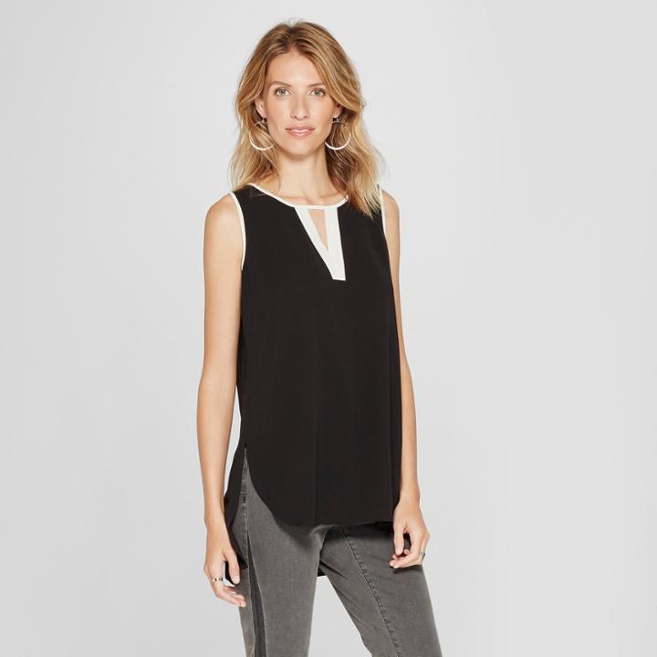 Women's Sleeveless Contrast Trim Tank Top - Spenser Jeremy - Black