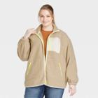 Women's Plus Size Sherpa Jacket - Universal Thread Tan