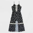 Girls' Walk-through Lace Sleeveless Romper - Art Class Black
