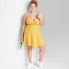Women's Plus Size Sleeveless Knit Skater Dress - Wild Fable Mustard Yellow