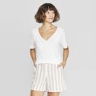 Women's Short Sleeve V-neck Raglan T-shirt - A New Day White