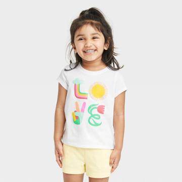 Toddler Girls' 'love' Short Sleeve T-shirt - Cat & Jack White